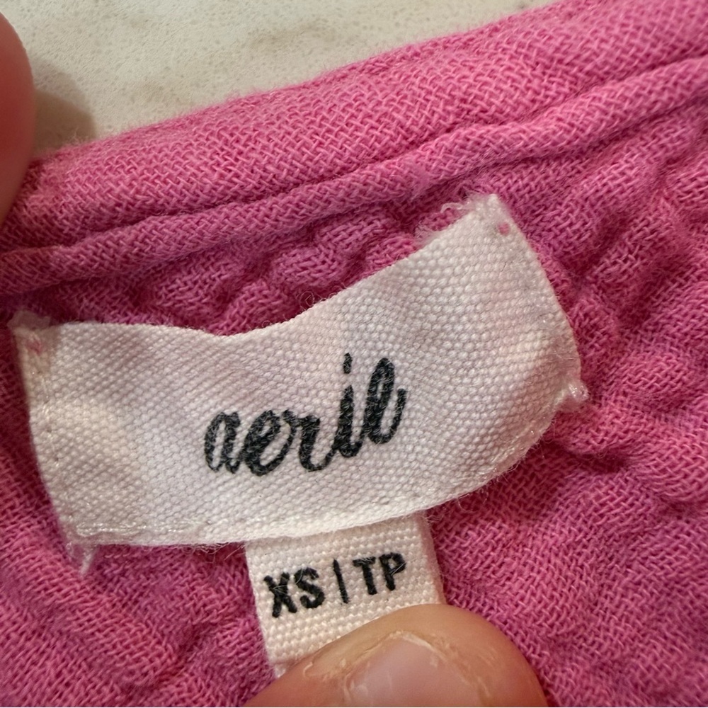 Aerie Pool To Party Tiered Puff Sleeve Mini Dress Women’s XS Pink Beachy Summer - Picture 8 of 12